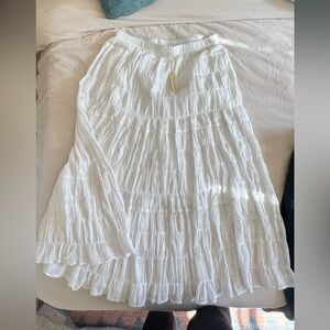 NWT MaxMara White Tiered Maxi Skirt